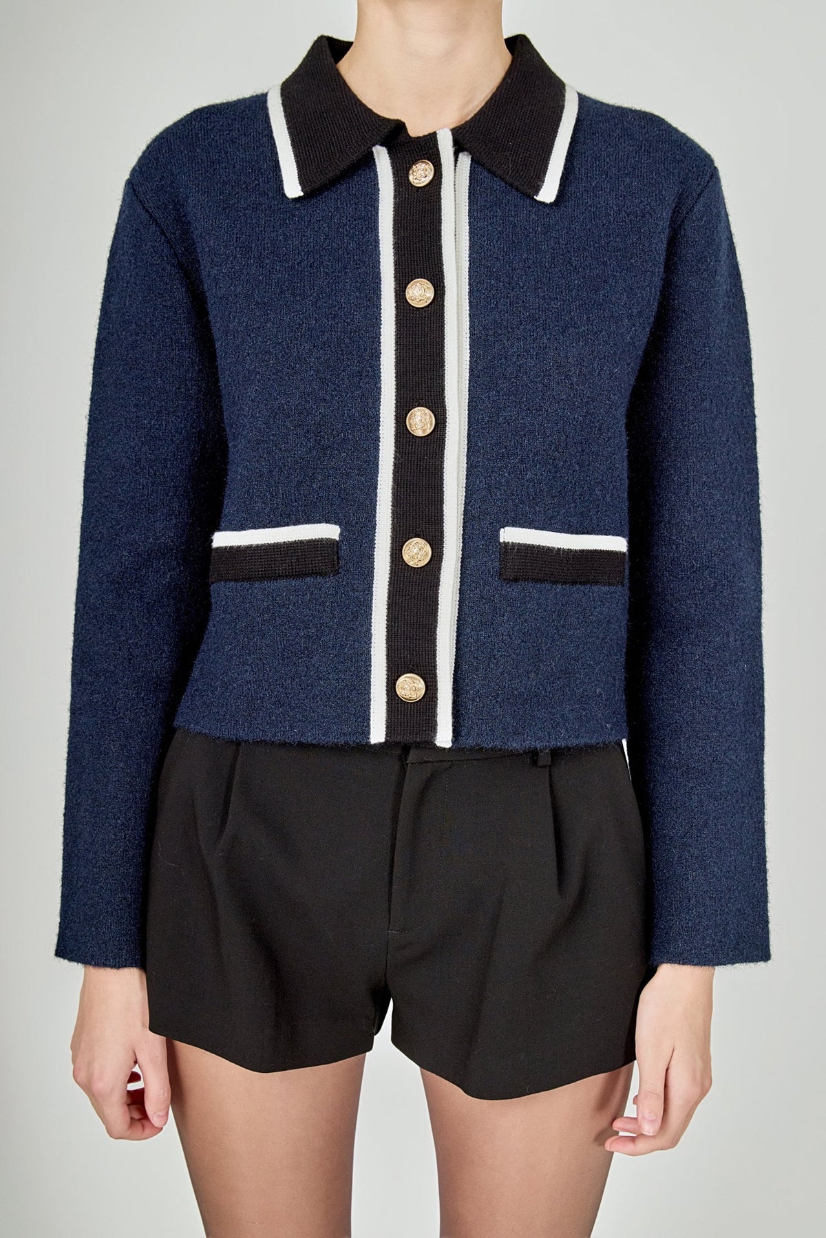 ENGLISH FACTORY - Contrast Placket Cardigan - SWEATERS & KNITS available at Objectrare