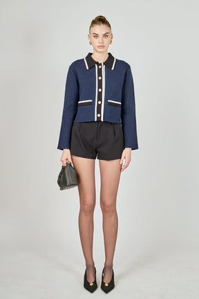 ENGLISH FACTORY - Contrast Placket Cardigan - SWEATERS & KNITS available at Objectrare