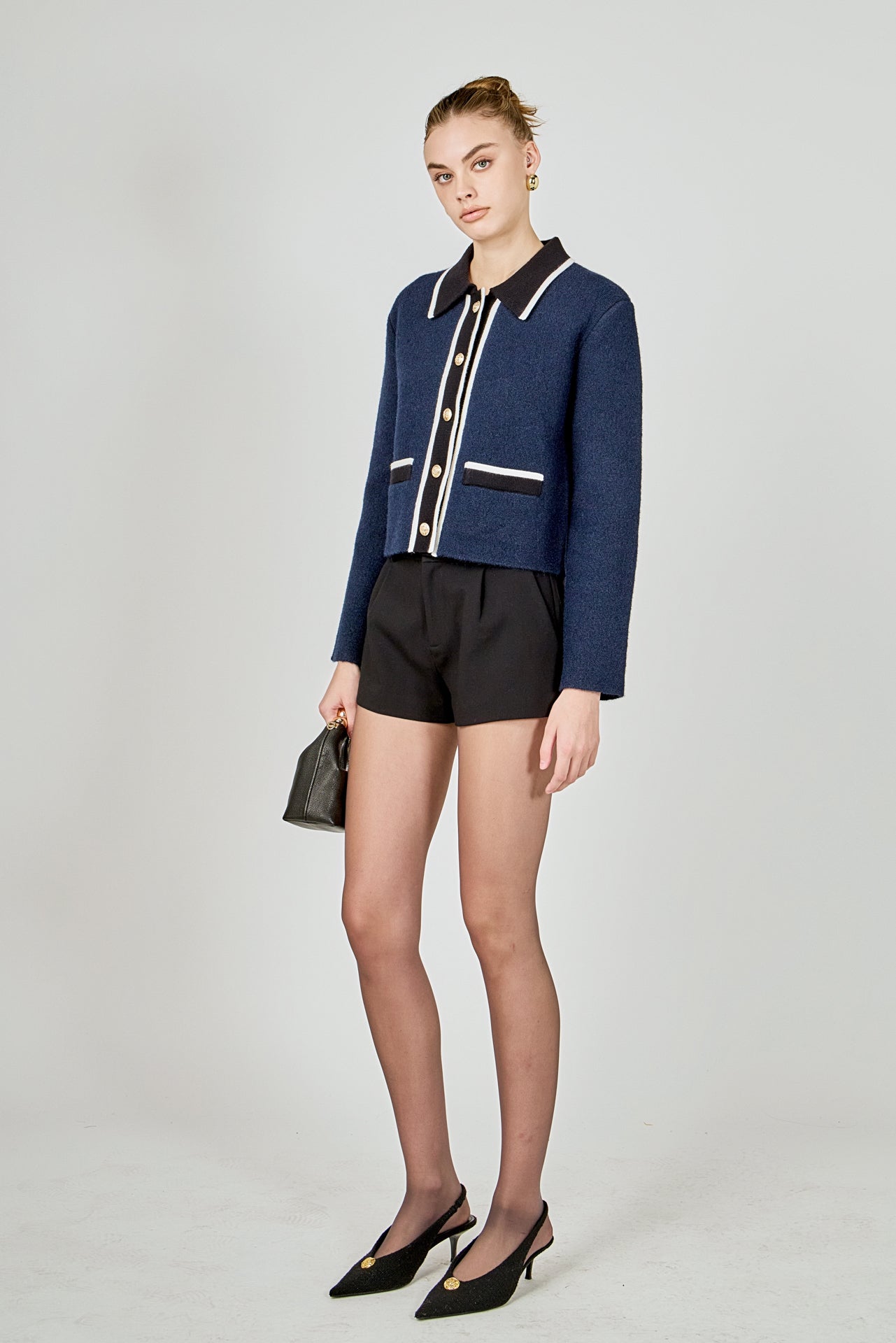 ENGLISH FACTORY - Contrast Placket Cardigan - SWEATERS & KNITS available at Objectrare