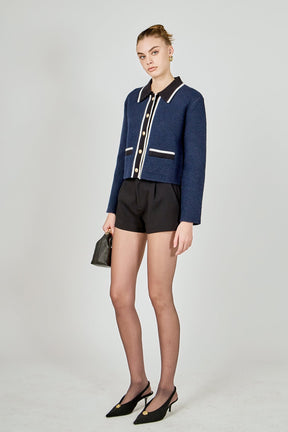 ENGLISH FACTORY - Contrast Placket Cardigan - SWEATERS & KNITS available at Objectrare