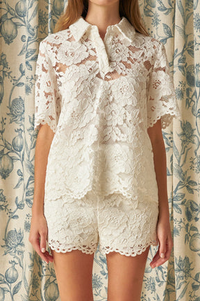 ENDLESS ROSE - Lace Half Sleeves Top - SHIRTS & BLOUSES available at Objectrare