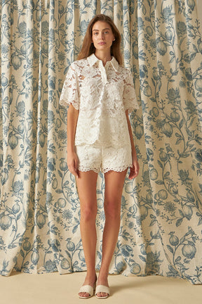 ENDLESS ROSE - Lace Half Sleeves Top - SHIRTS & BLOUSES available at Objectrare
