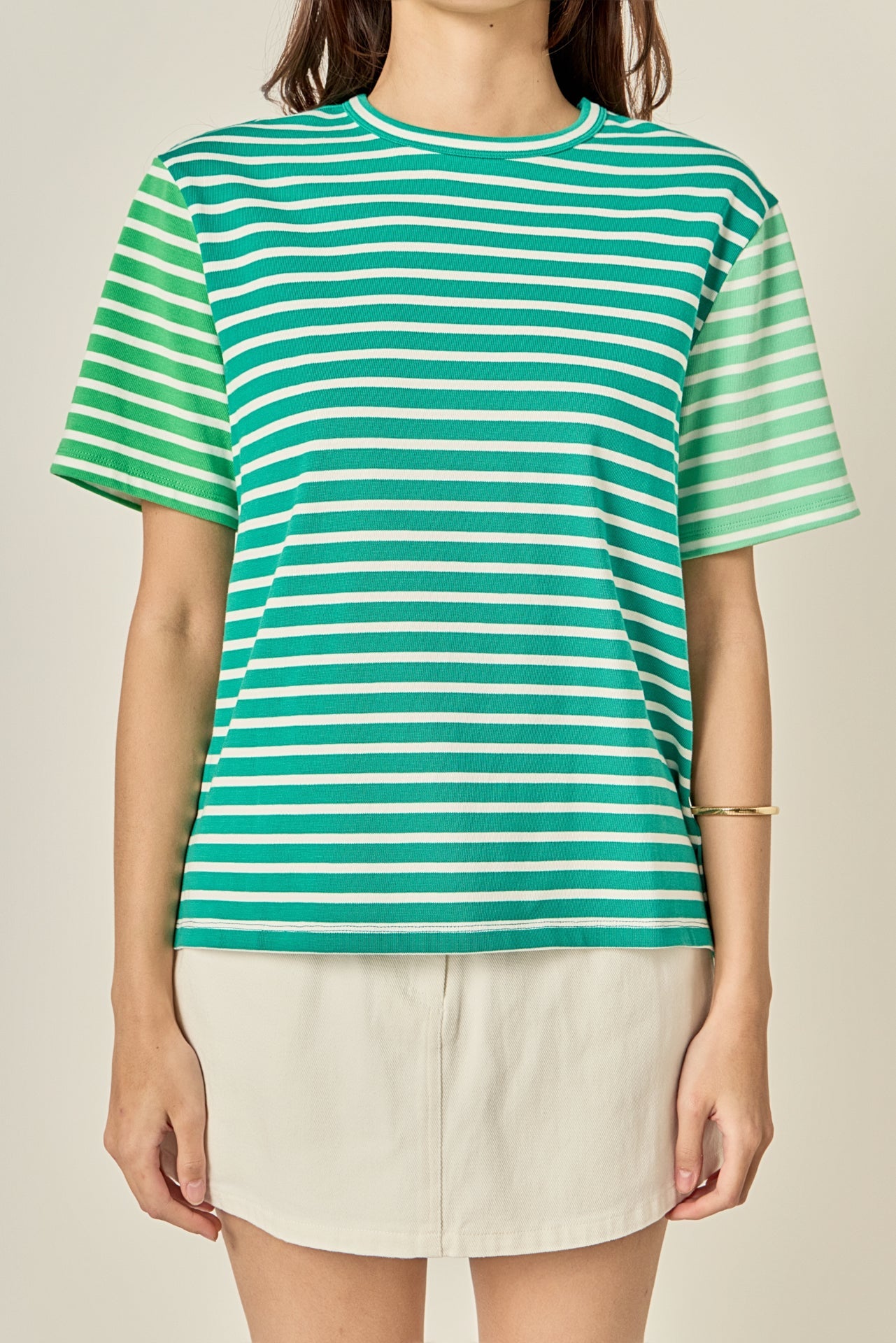 ENGLISH FACTORY - Stripe Color Block Short Sleeve Shirt - T-SHIRTS available at Objectrare