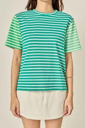 ENGLISH FACTORY - Stripe Color Block Short Sleeve Shirt - T-SHIRTS available at Objectrare