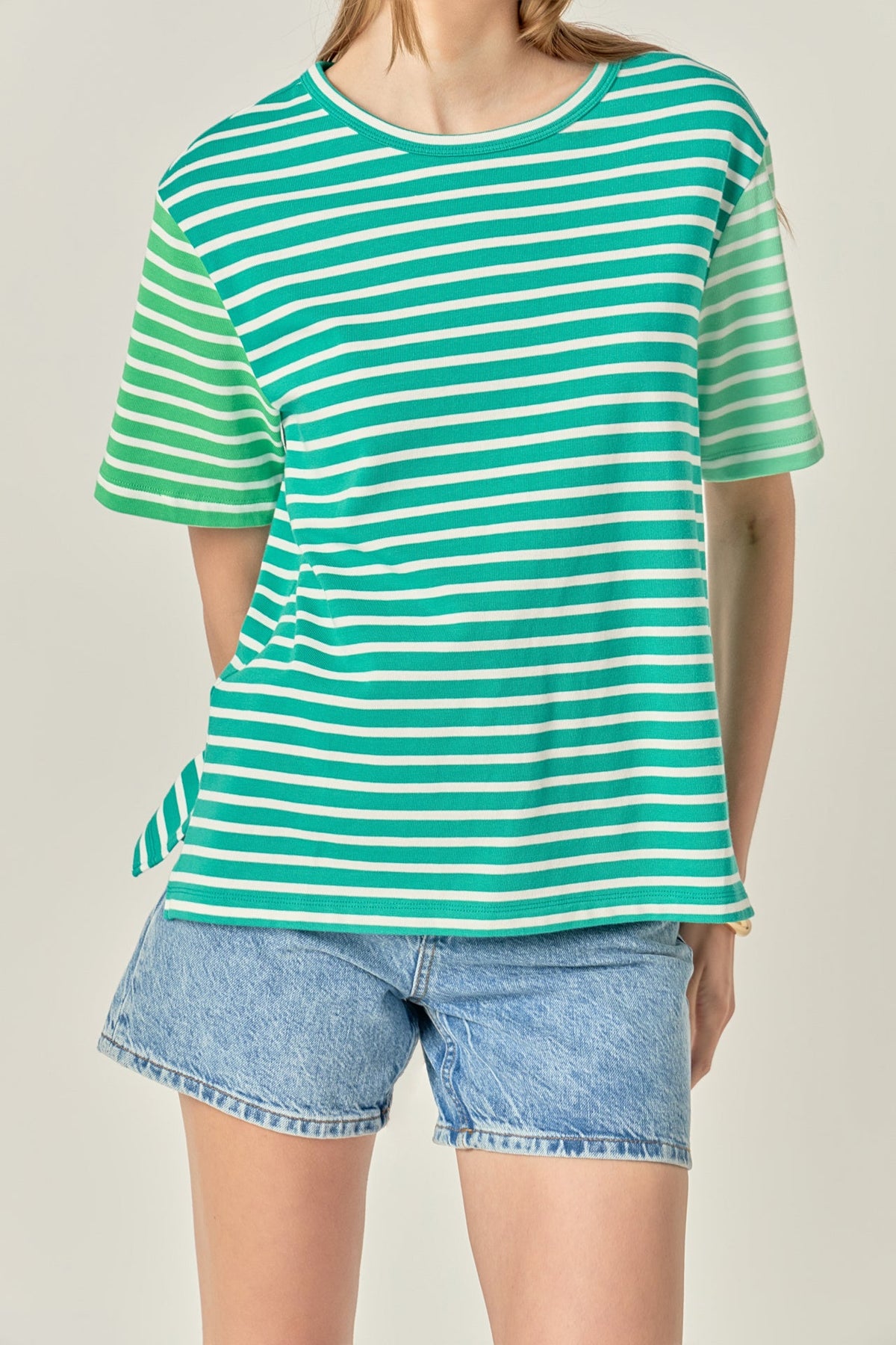 ENGLISH FACTORY - Stripe Color Block Short Sleeve Shirt - TOPS available at Objectrare