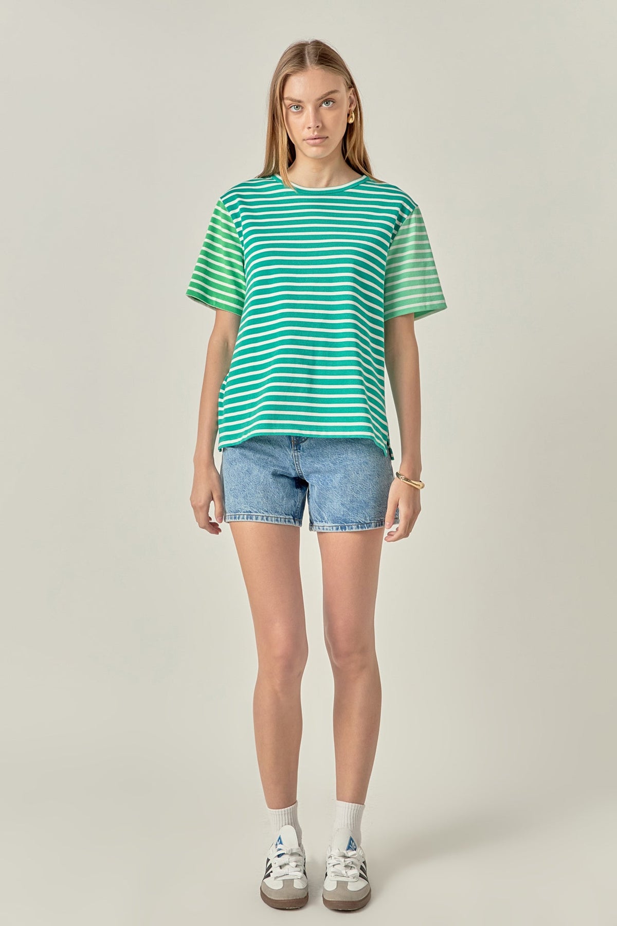 ENGLISH FACTORY - Stripe Color Block Short Sleeve Shirt - TOPS available at Objectrare