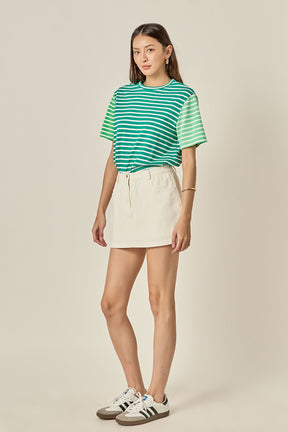 ENGLISH FACTORY - Stripe Color Block Short Sleeve Shirt - T-SHIRTS available at Objectrare