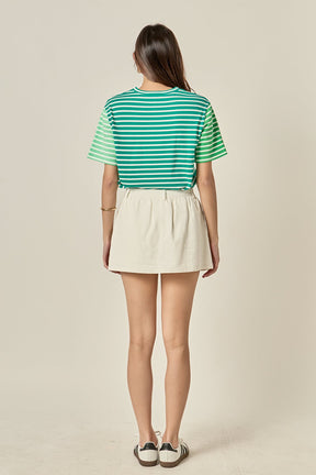 ENGLISH FACTORY - Stripe Color Block Short Sleeve Shirt - T-SHIRTS available at Objectrare