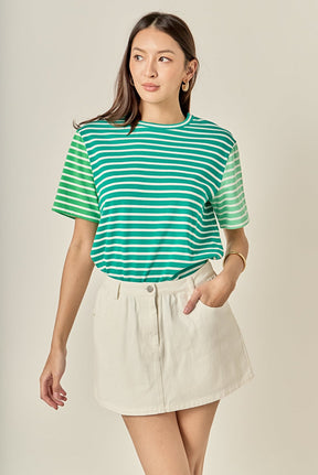 ENGLISH FACTORY - Stripe Color Block Short Sleeve Shirt - T-SHIRTS available at Objectrare