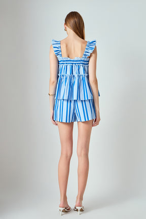 LA'VEN - Striped Shorts - SHORTS available at Objectrare