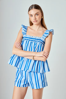 LA'VEN - Striped Shorts - SHORTS available at Objectrare