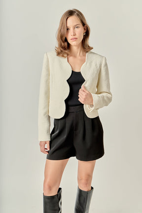 ENGLISH FACTORY - The Scallop-Edge Textured Blazer - JACKETS available at Objectrare