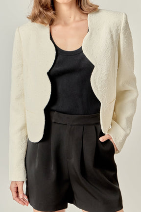 ENGLISH FACTORY - The Scallop-Edge Textured Blazer - JACKETS available at Objectrare