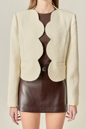 ENGLISH FACTORY - The Scallop-Edge Textured Blazer - JACKETS available at Objectrare