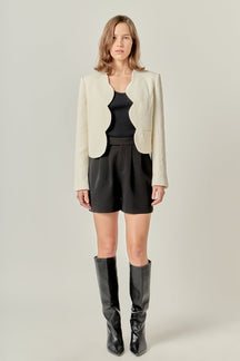 ENGLISH FACTORY - The Scallop-Edge Textured Blazer - JACKETS available at Objectrare