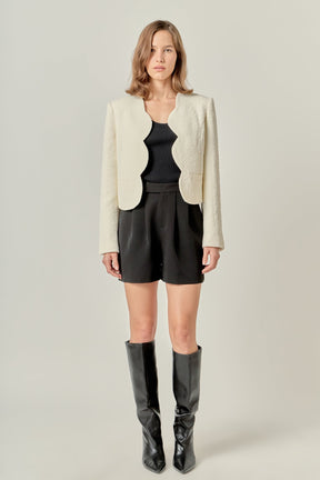 ENGLISH FACTORY - The Scallop-Edge Textured Blazer - JACKETS available at Objectrare