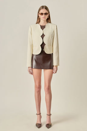ENGLISH FACTORY - The Scallop-Edge Textured Blazer - JACKETS available at Objectrare