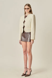 ENGLISH FACTORY - The Scallop-Edge Textured Blazer - JACKETS available at Objectrare