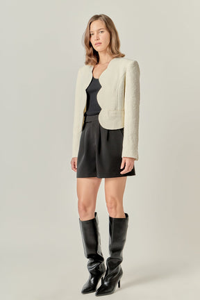 ENGLISH FACTORY - The Scallop-Edge Textured Blazer - JACKETS available at Objectrare
