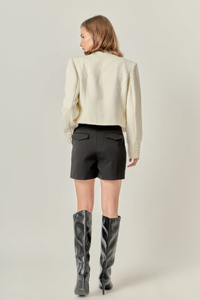 ENGLISH FACTORY - The Scallop-Edge Textured Blazer - JACKETS available at Objectrare