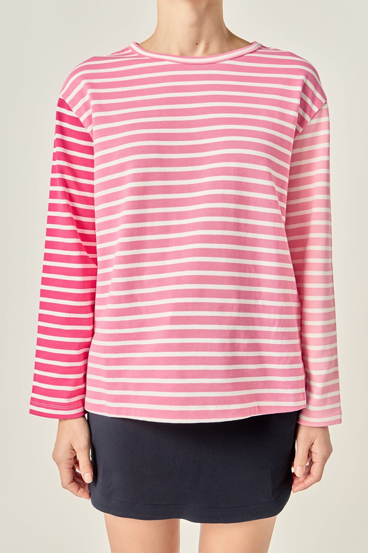 ENGLISH FACTORY - Stripe Colorblock Long Sleeve Tee - TOPS available at Objectrare
