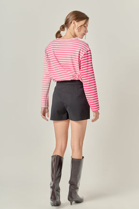 ENGLISH FACTORY - Stripe Colorblock Long Sleeve Tee - TOPS available at Objectrare