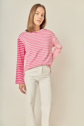 ENGLISH FACTORY - Stripe Colorblock Long Sleeve Tee - TOPS available at Objectrare