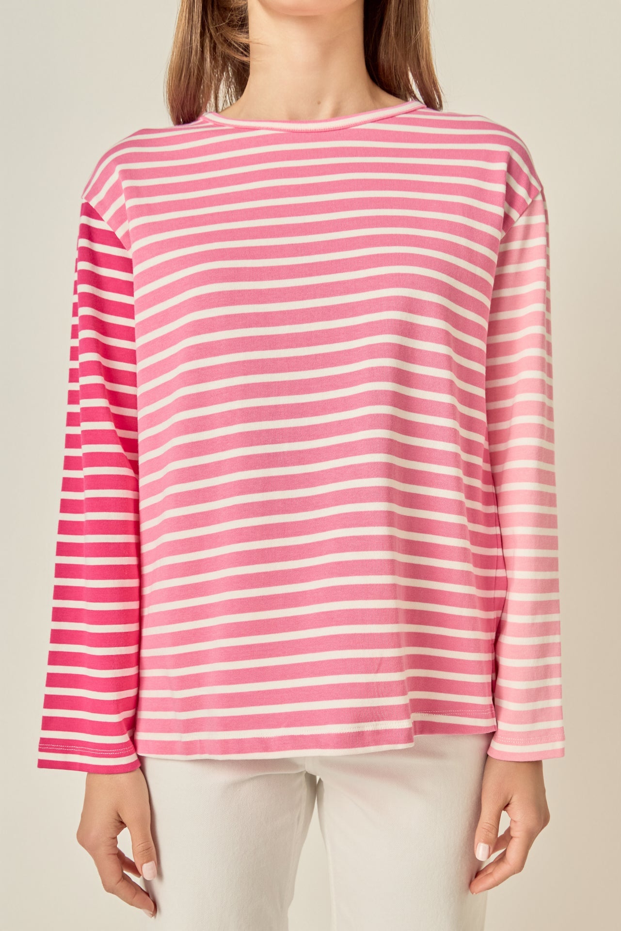 ENGLISH FACTORY - Stripe Colorblock Long Sleeve Tee - TOPS available at Objectrare