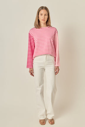 ENGLISH FACTORY - Stripe Colorblock Long Sleeve Tee - TOPS available at Objectrare