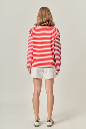 ENGLISH FACTORY - Stripe Colorblock Long Sleeve Tee - TOPS available at Objectrare