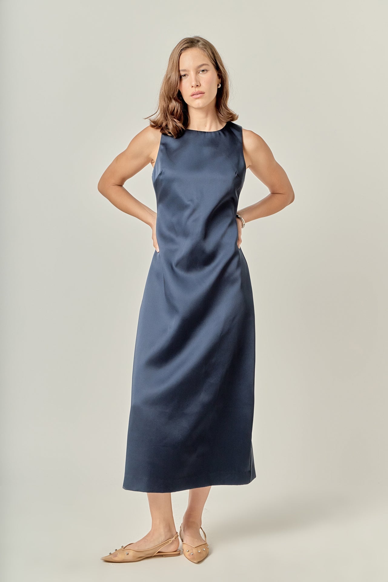 ENGLISH FACTORY - Satin Sleeveless Midi Dress - DRESSES available at Objectrare