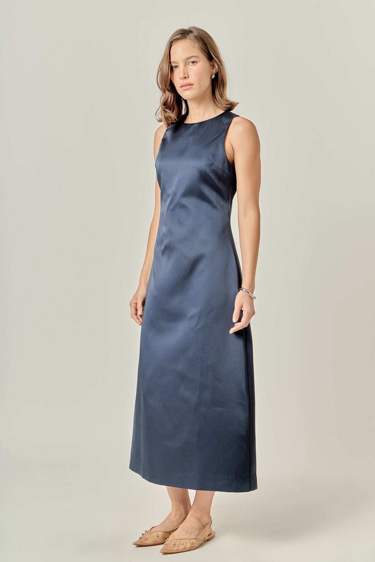 ENGLISH FACTORY - Satin Sleeveless Midi Dress - DRESSES available at Objectrare