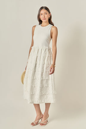 ENGLISH FACTORY - Mixed Media Midi Dress - DRESSES available at Objectrare