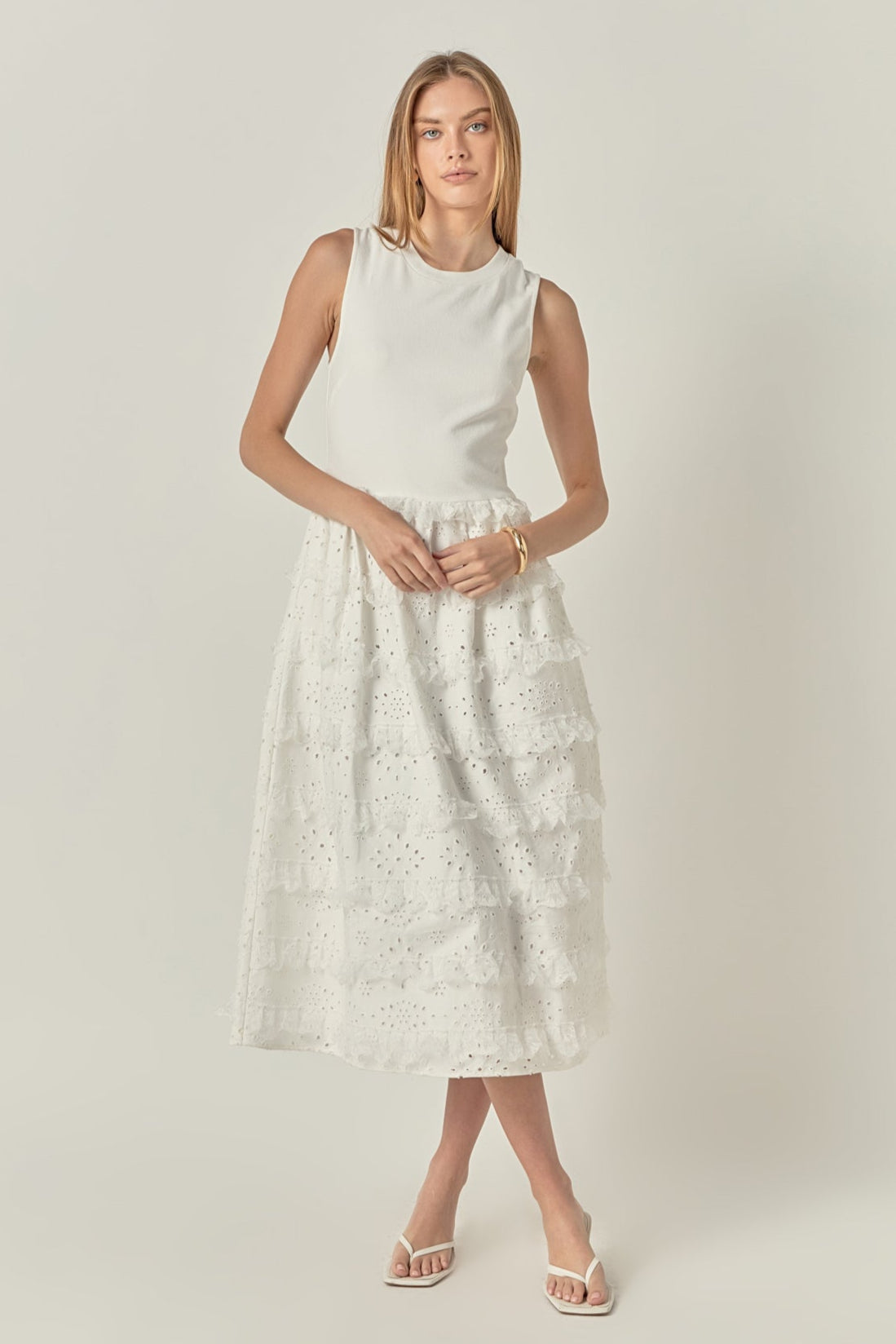 ENGLISH FACTORY - Mixed Media Midi Dress - DRESSES available at Objectrare