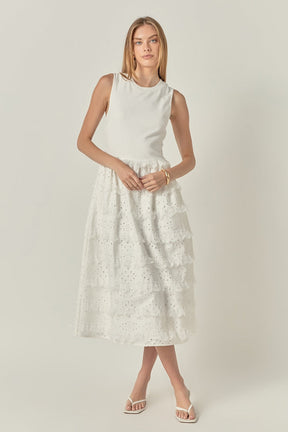 ENGLISH FACTORY - Mixed Media Midi Dress - DRESSES available at Objectrare