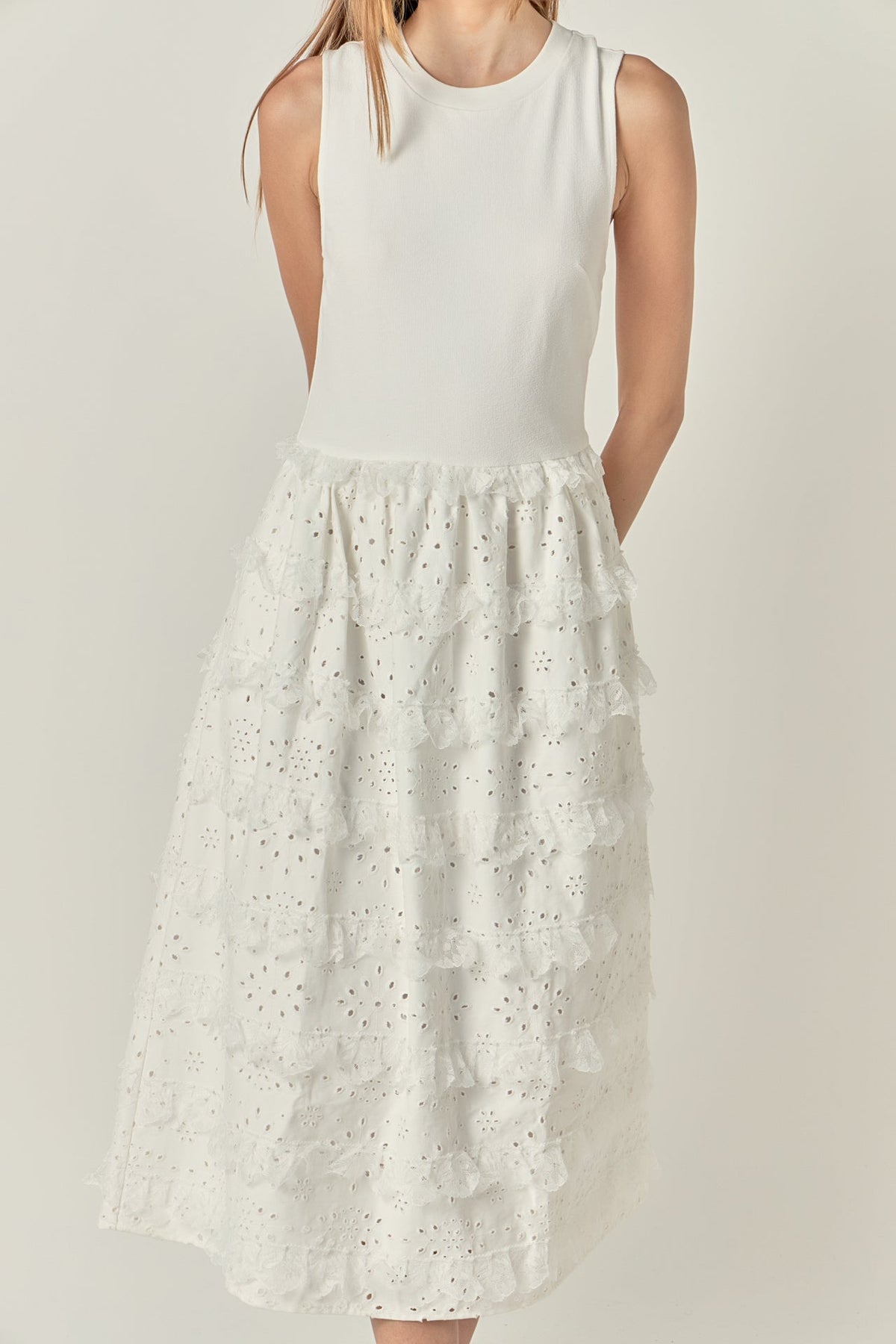 ENGLISH FACTORY - Mixed Media Midi Dress - DRESSES available at Objectrare