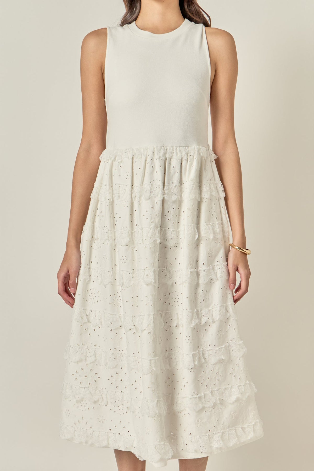 ENGLISH FACTORY - Mixed Media Midi Dress - DRESSES available at Objectrare