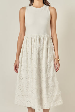 ENGLISH FACTORY - Mixed Media Midi Dress - DRESSES available at Objectrare