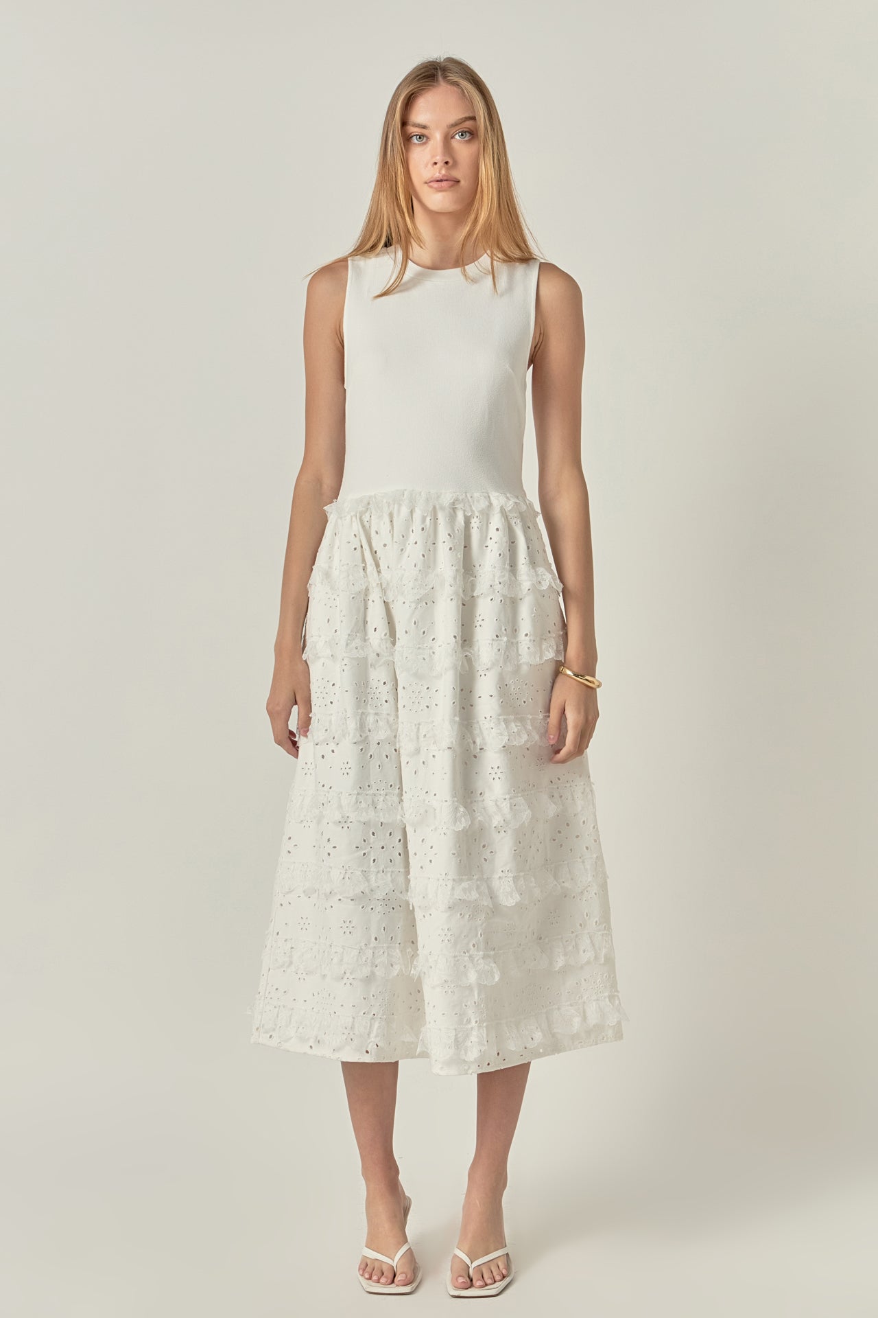 ENGLISH FACTORY - Mixed Media Midi Dress - DRESSES available at Objectrare