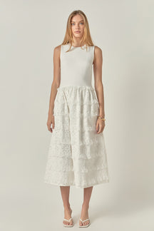 ENGLISH FACTORY - Mixed Media Midi Dress - DRESSES available at Objectrare