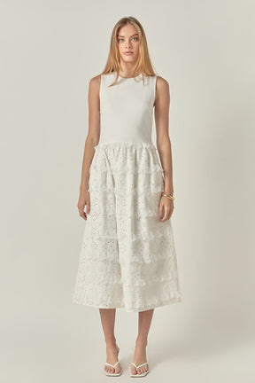 ENGLISH FACTORY - Mixed Media Midi Dress - DRESSES available at Objectrare