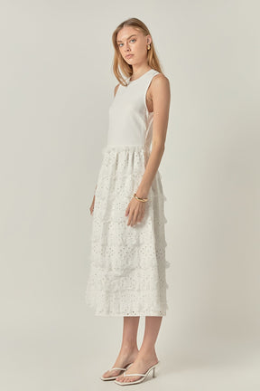 ENGLISH FACTORY - Mixed Media Midi Dress - DRESSES available at Objectrare