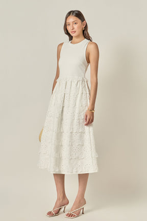 ENGLISH FACTORY - Mixed Media Midi Dress - DRESSES available at Objectrare