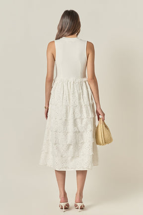 ENGLISH FACTORY - Mixed Media Midi Dress - DRESSES available at Objectrare