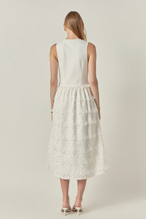 ENGLISH FACTORY - Mixed Media Midi Dress - DRESSES available at Objectrare