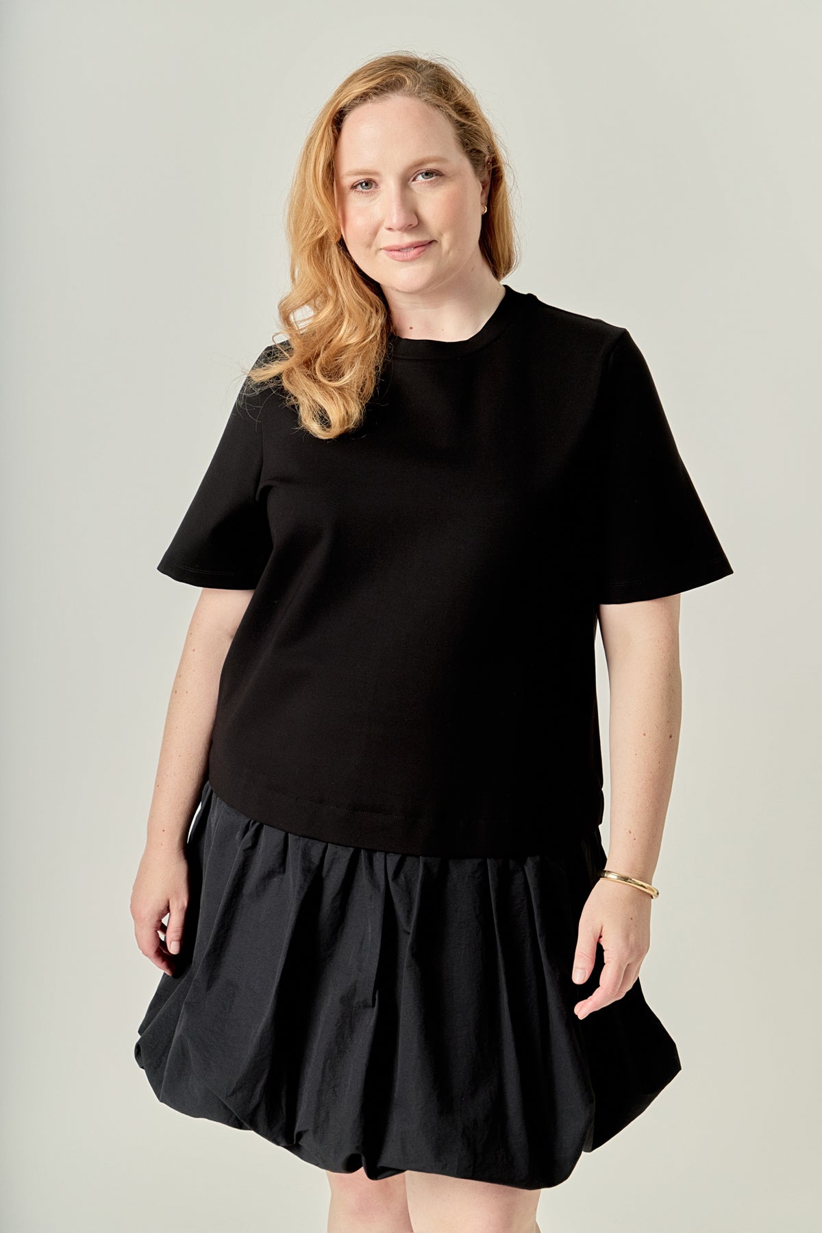 Plus Size Bubble Mixed Media Mini Dress