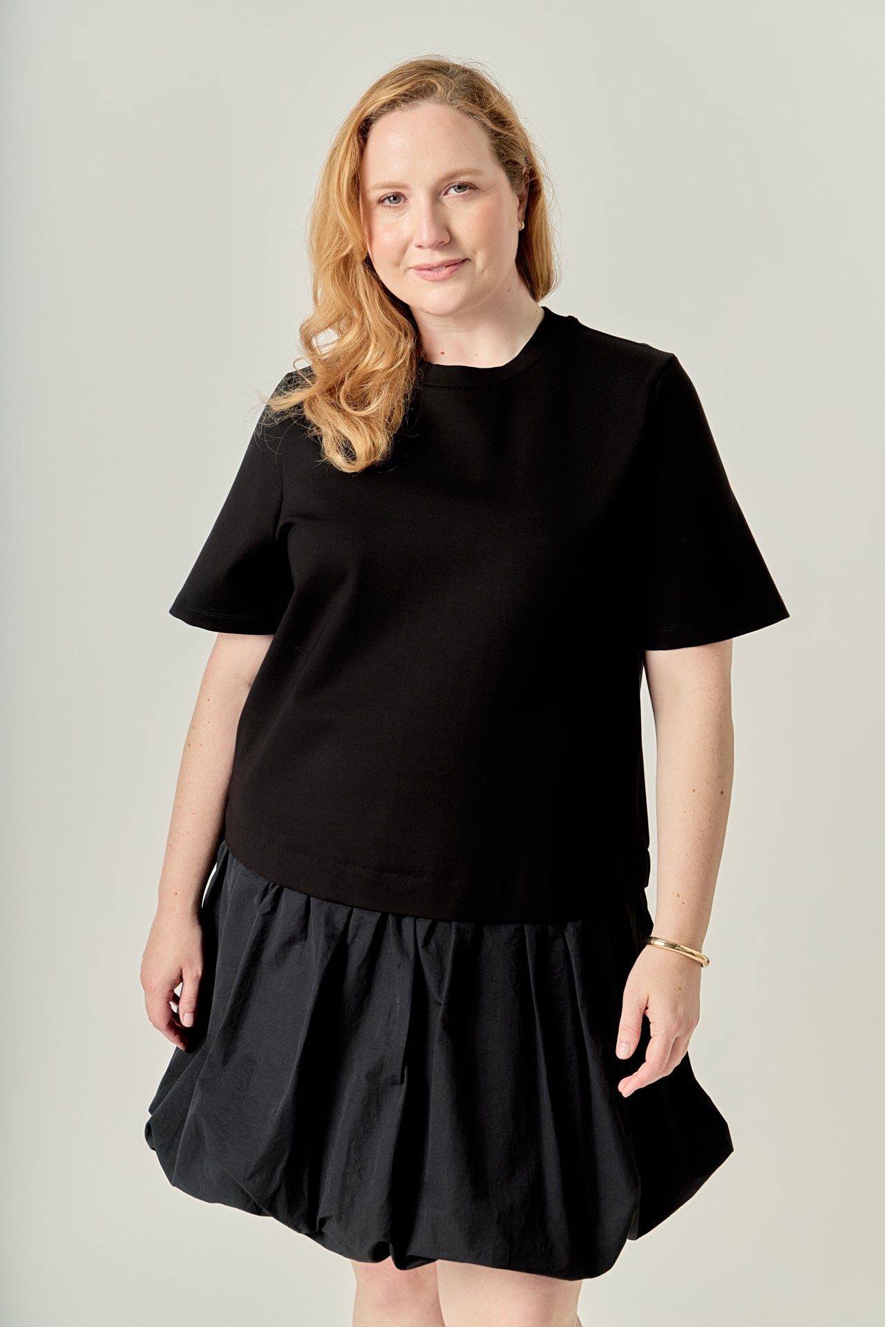 Plus Size Bubble Mixed Media Mini Dress