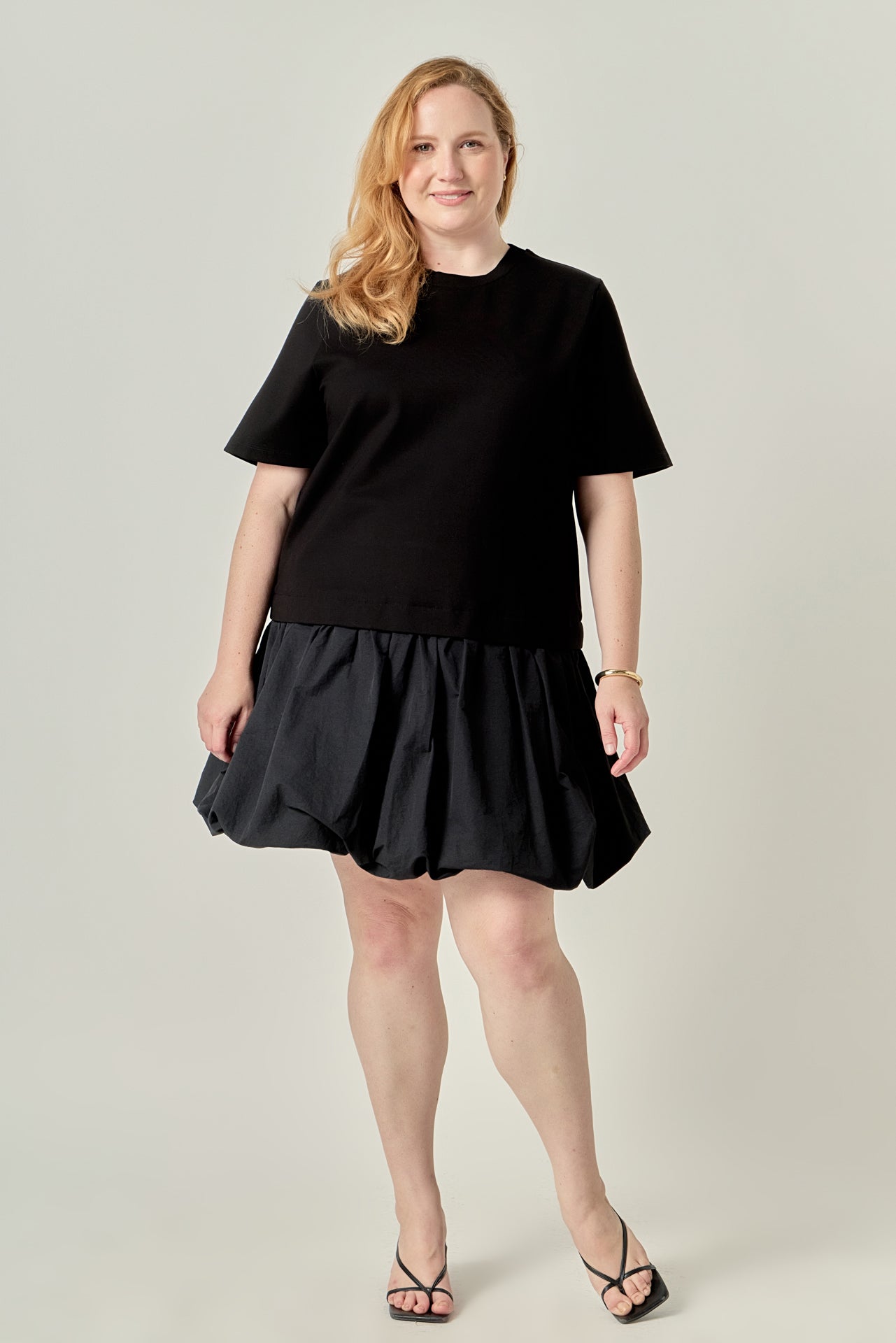 Plus Size Bubble Mixed Media Mini Dress