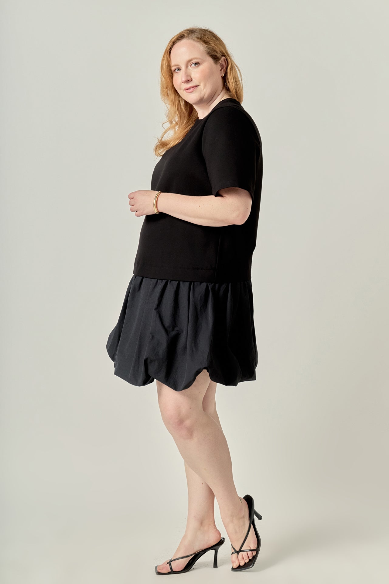 Plus Size Bubble Mixed Media Mini Dress