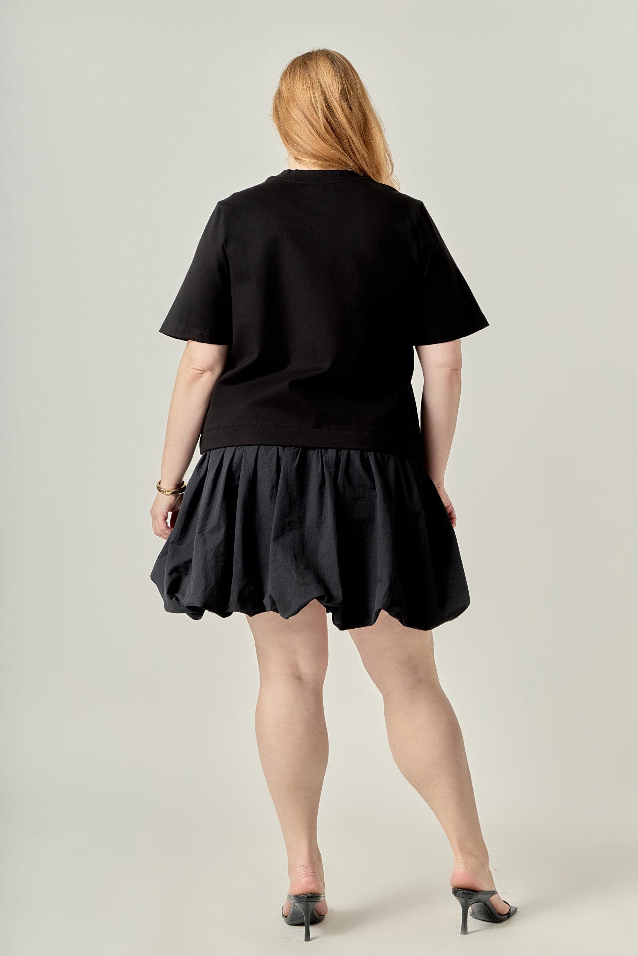 Plus Size Bubble Mixed Media Mini Dress